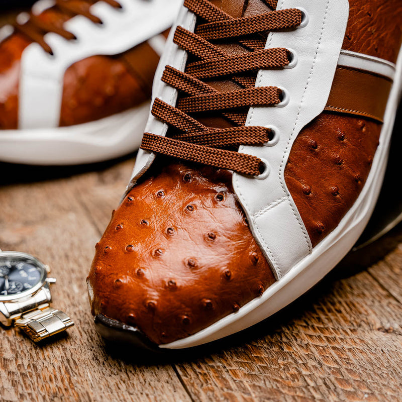 Marco Di Milano Lyon II: Brandy & White Leather Dress Shoe