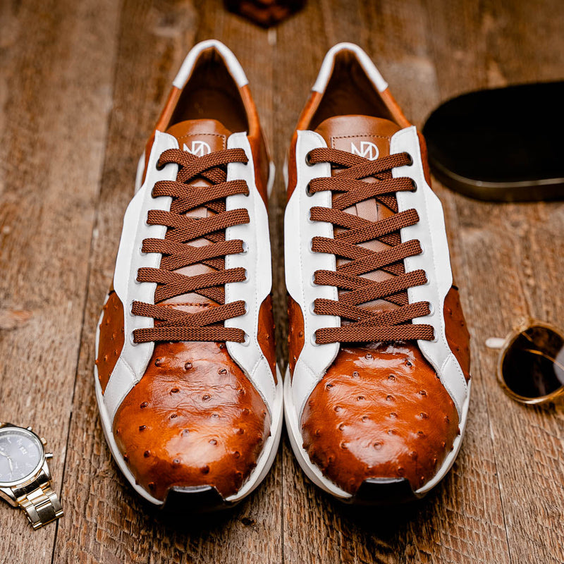 Marco Di Milano Lyon II: Brandy & White Leather Dress Shoe