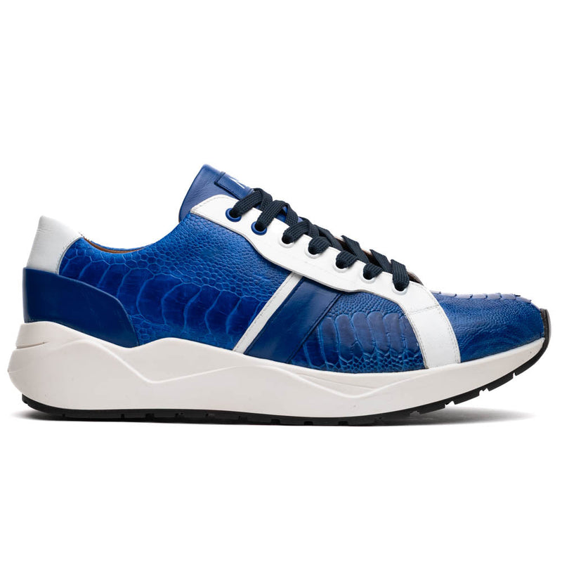 Marco_Di_Milano Lyon: Blue Leather & White Accent Dress Shoe