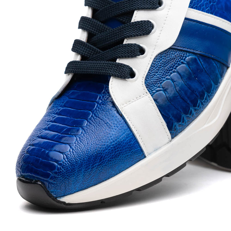 Marco_Di_Milano Lyon: Blue Leather & White Accent Dress Shoe