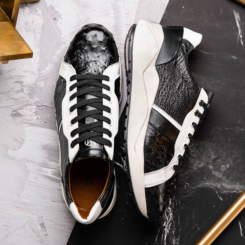 Marco_Di_Milano Lyon Black/White Leather Luxury Shoe