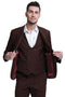 "Men's Slim Fit Wedding Suit - Double Breasted Brown Vest with Peak Lapel"