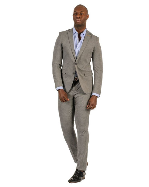 Gianni Testi Ultra Slim Suit - Stretch Fabric Suit - Mens Stretchy Suit - Gray Suit