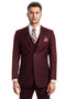 "Burgundy Slim Fit Men's Wedding Suit - Two Button Basic Vested"