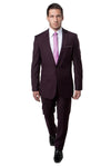 "Eggplant Plum Men's Slim Fit Suit with One Button Peak Lapel"