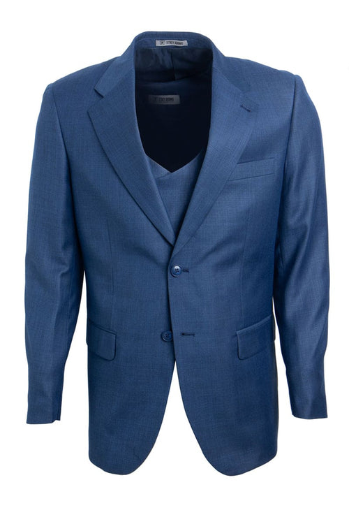 "Mens Stacy Adams Suit - Stacy Adams Sharkskin Suit - Men's Two Button Vested in Blue"