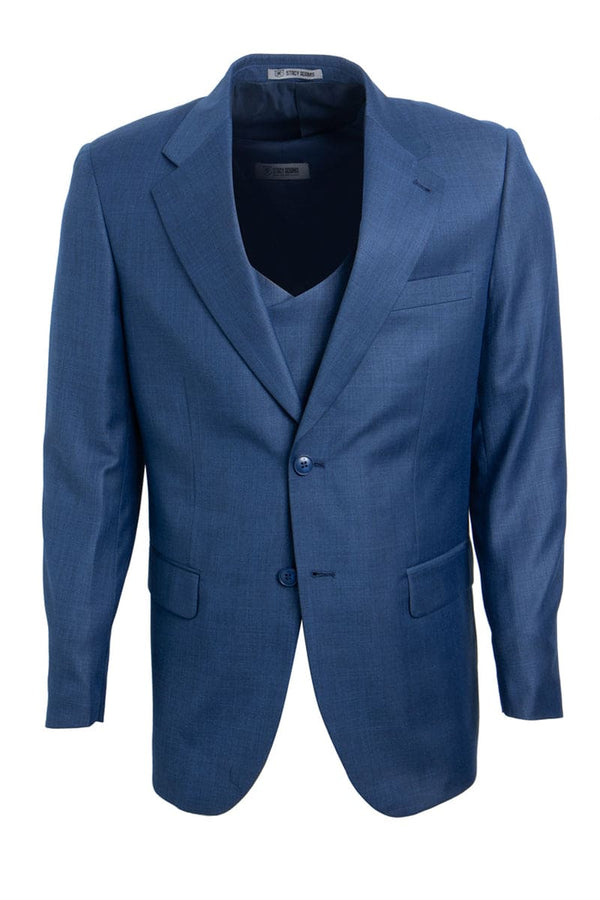 Mens Stacy Adams Suit - Stacy Adams Sharkskin Suit - Men's Two Button Vested in Blue