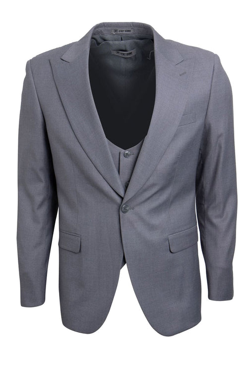 "Mens Stacy Adams Suit - Stacy Adams Suit Men's Light Grey Vested One Button Peak Lapel Suit"