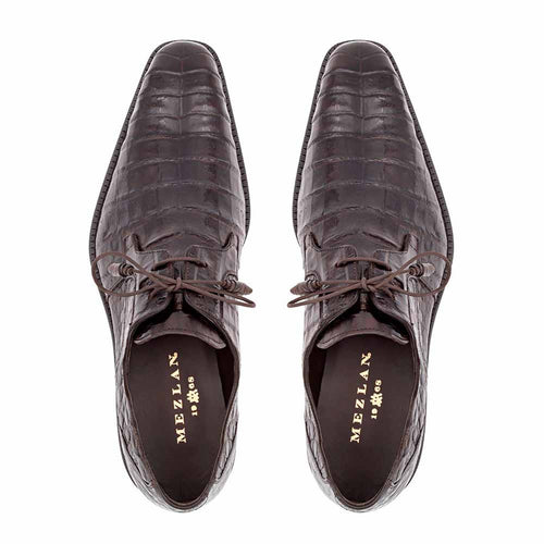 Mezlan Anderson Men’s Brown Lace-Up Dress Shoe – Genuine Crocodile Leather