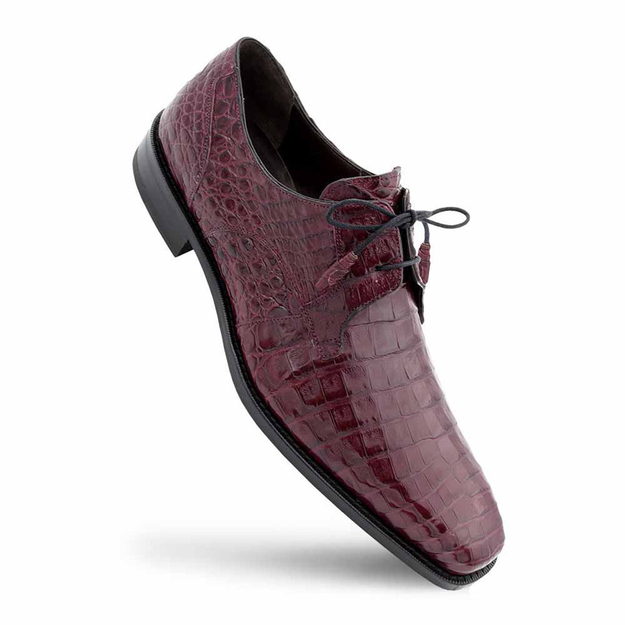 Mezlan Anderson Men’s Lace-Up – Burgundy Genuine Crocodile Leather Dress Shoe, Handmade in Spain