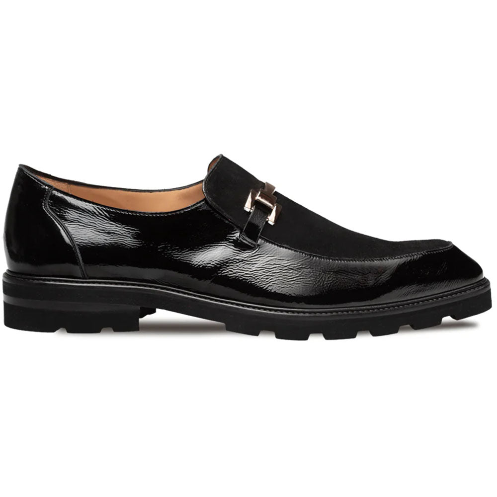 Mezlan Valone Hi-Shine & Suede Lug Slip-On Black (21763) | Alberto Nardoni