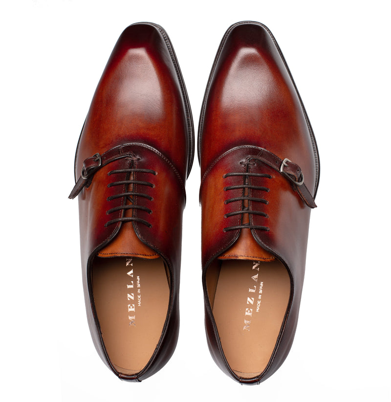 Mezlan Patina Calfskin Side Buckle Oxford