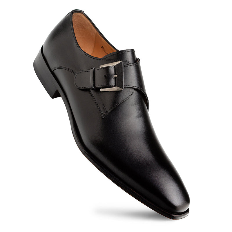 Mezlan Patina Calfskin Plain Toe Monk Shoe - Luxury Italian Leather