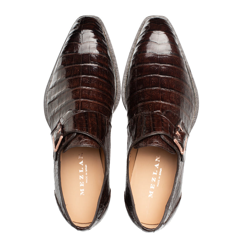Mezlan Gigolo Crocodile Monk Strap - Luxury Italian Leather Shoe