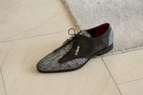 Marco Di Milano Anzio Newspaper Grey Alligator & Calfskin Derby