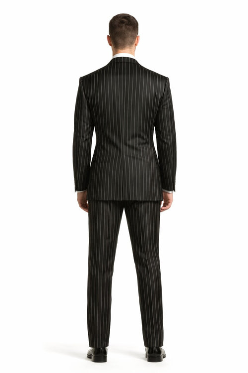Gangster Suit - Mobster Suit - Mafia Suit For Men 2 button Gangster Pinstripe Suit in Black & White