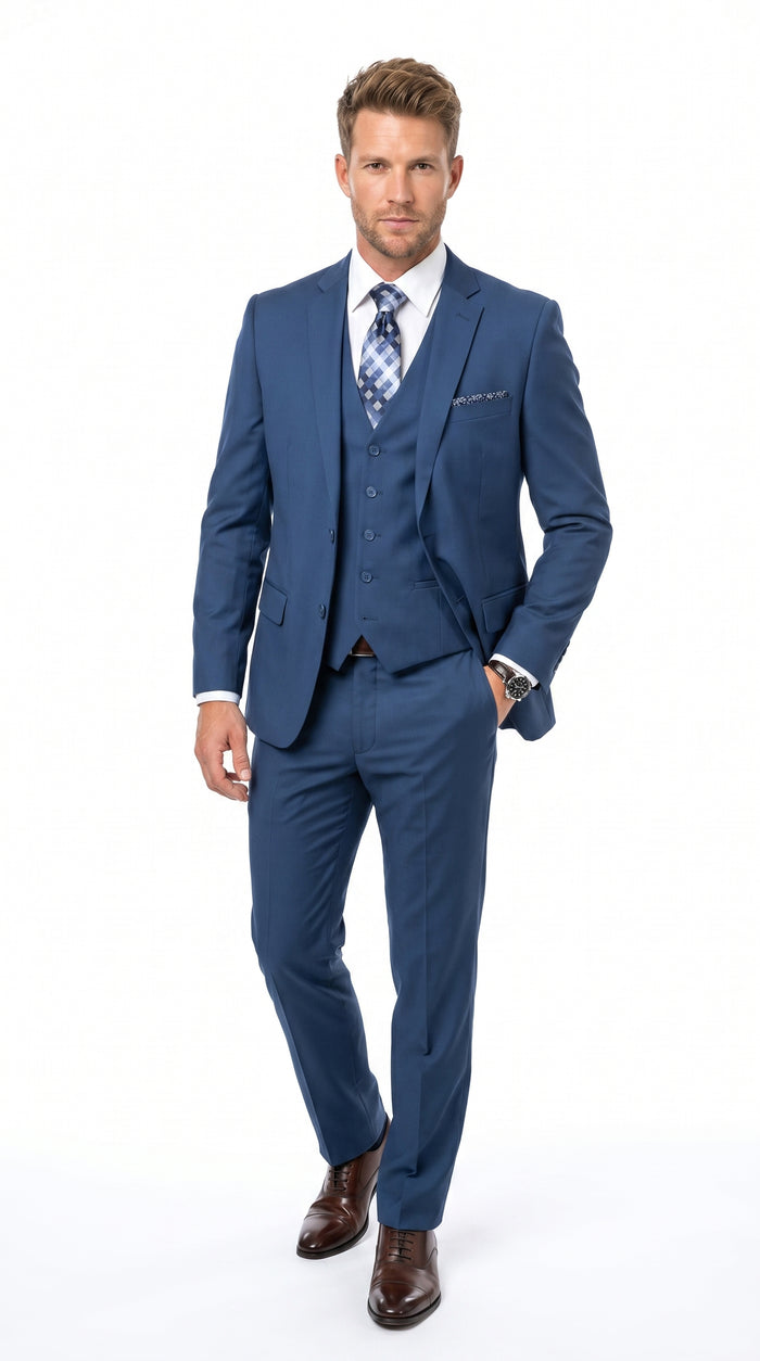 Statement Men's Sapphire 100% Wool Slim Fit Suits