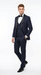 Men’s Navy 100% Wool Vested Tuxedo, Shawl Lapel Wedding Prom Formal Suit Set