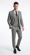 Men’s Black and White Houndstooth Checkered 3 Piece Suit, Gray Checkered Formal Wedding Business Suit Set