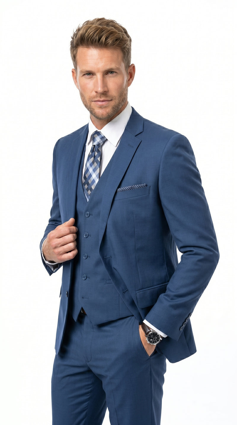 Statement Men's Sapphire 100% Wool Slim Fit Suits