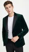 Men’s Olive Hunter Green Velvet Tuxedo Jacket with Black Satin Lapel, Formal Dinner Blazer