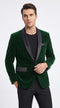 Men’s Emerald Green Velvet Blazer with Black Satin Shawl Lapel, Formal Dinner Jacket