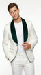 Men’s Ivory and Green Tuxedo Jacket with Velvet Shawl Lapel, Formal Wedding Dinner Blazer