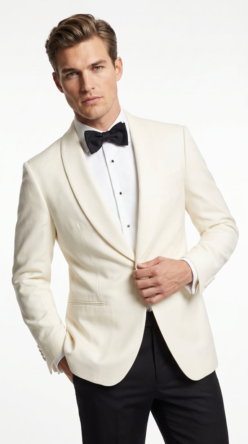 Men's James Bond Outfit Dinner Two Piece Ivory Tuxedo