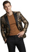 VINCI Men’s Gold and Black Paisley Tuxedo Dinner Jacket – Formal Prom, Wedding and Party Blazer