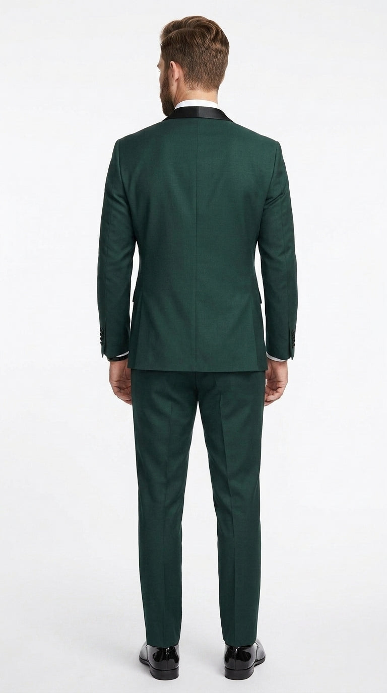 Men’s Dark Green Hunter Green Tuxedo with Black Shawl Collar, Formal Wedding Prom Suit