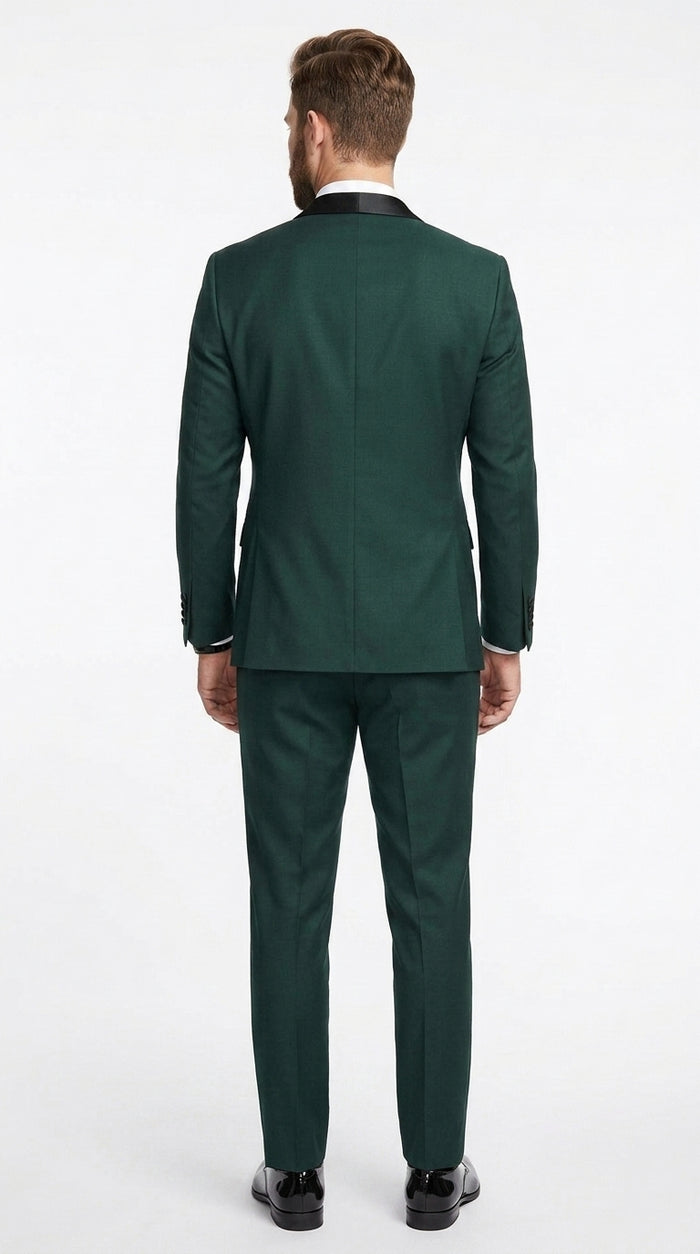 Men’s Dark Green Hunter Green Tuxedo with Black Shawl Collar, Formal Wedding Prom Suit