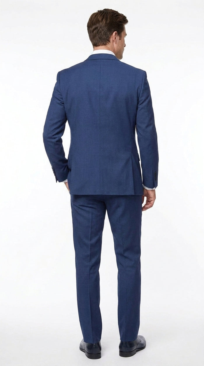 Men’s Big and Tall Indigo Blue 3 Piece Suit, Extra Long Modern Fit Wedding Business Formal Suit