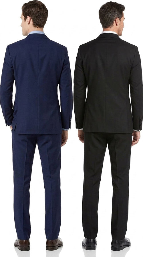 Tiglio Men’s Solid Wool Double Breasted Suit, Classic Fit Business Wedding Formal Suit