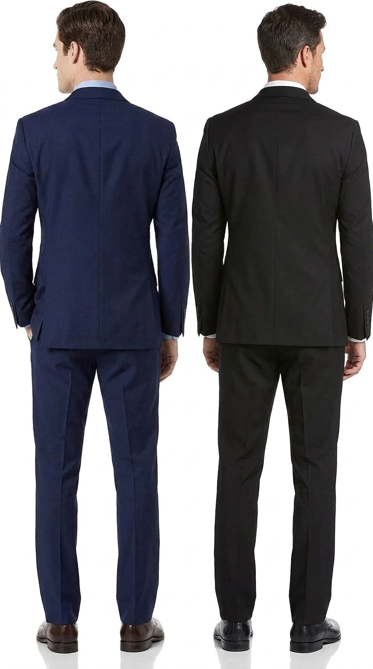 Tiglio Men’s Solid Wool Double Breasted Suit, Classic Fit Business Wedding Formal Suit