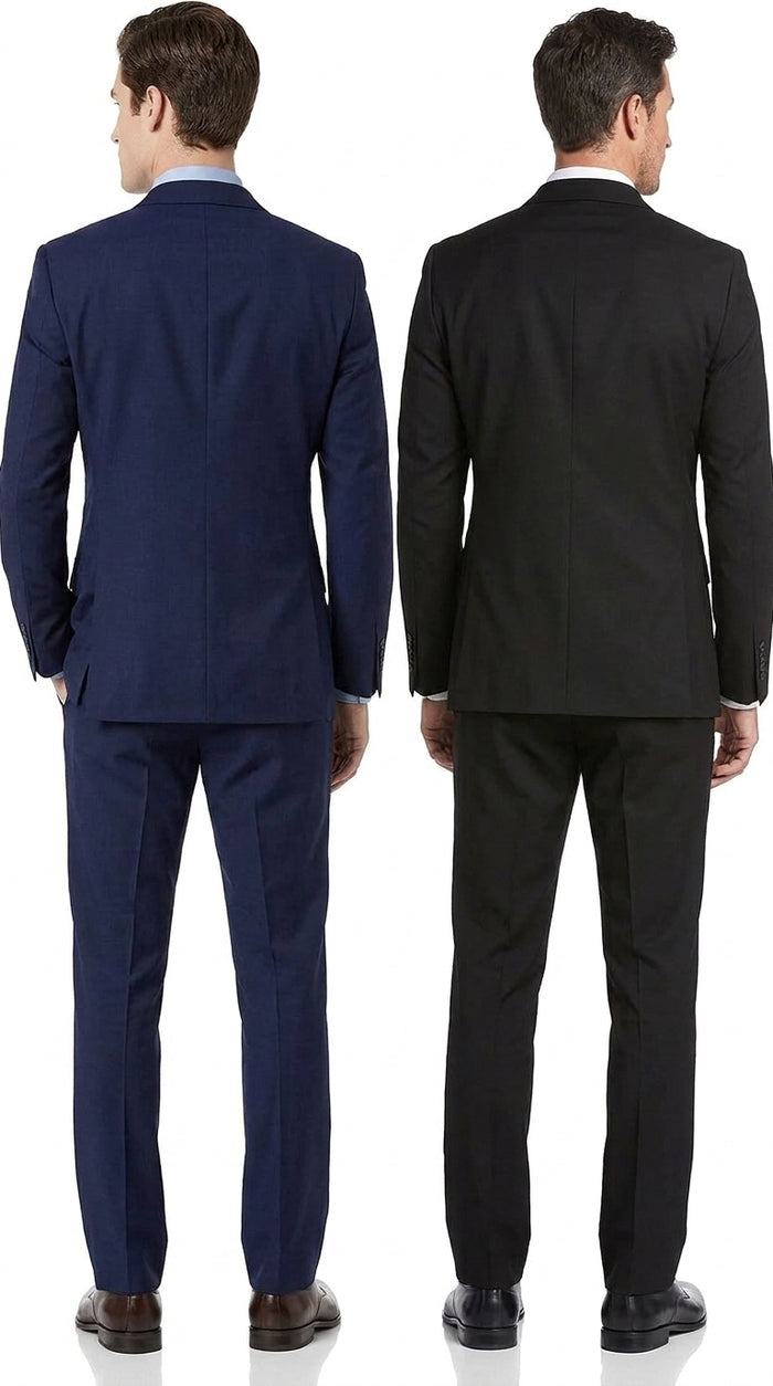 Tiglio Men’s Solid Wool Double Breasted Suit, Classic Fit Business Wedding Formal Suit