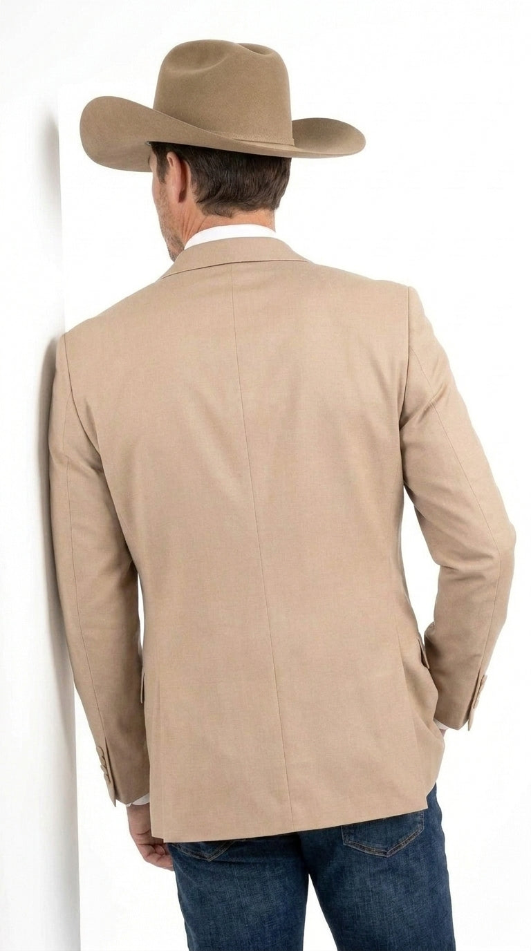 Men’s Western Tan Tuxedo Dinner Jacket, Light Khaki Beige Cowboy Formal Blazer