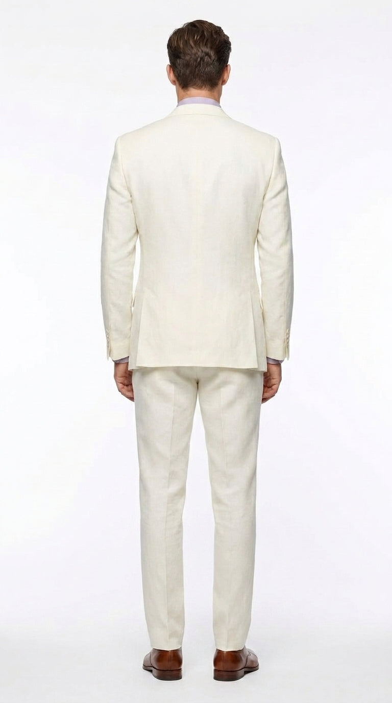 Men’s Off White Great Gatsby Suit, Leonardo DiCaprio Inspired 1920s Wedding Prom Dress Suit