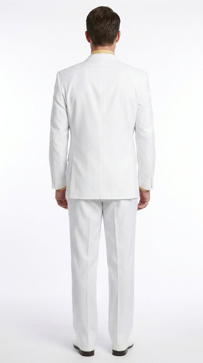 Apollo King Men’s White Poplin Classic Fit Suit, Formal Wedding Prom Dress Suit