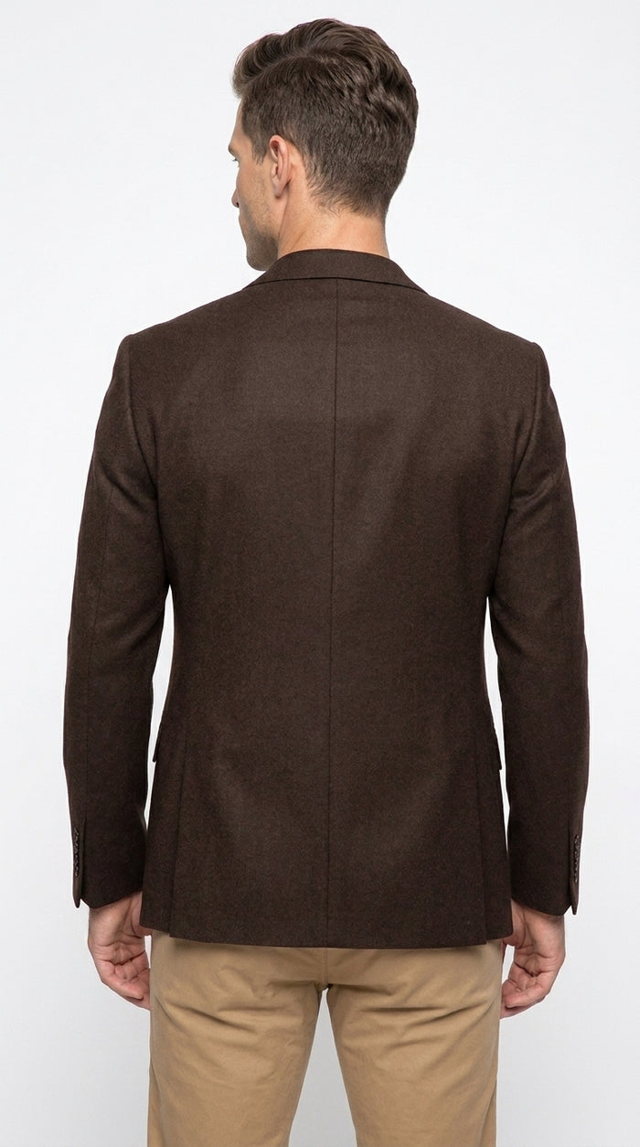Apollo King Men’s Brown Wool Feel Blazer, Modern Fit Two Button Formal Business Sport Coat