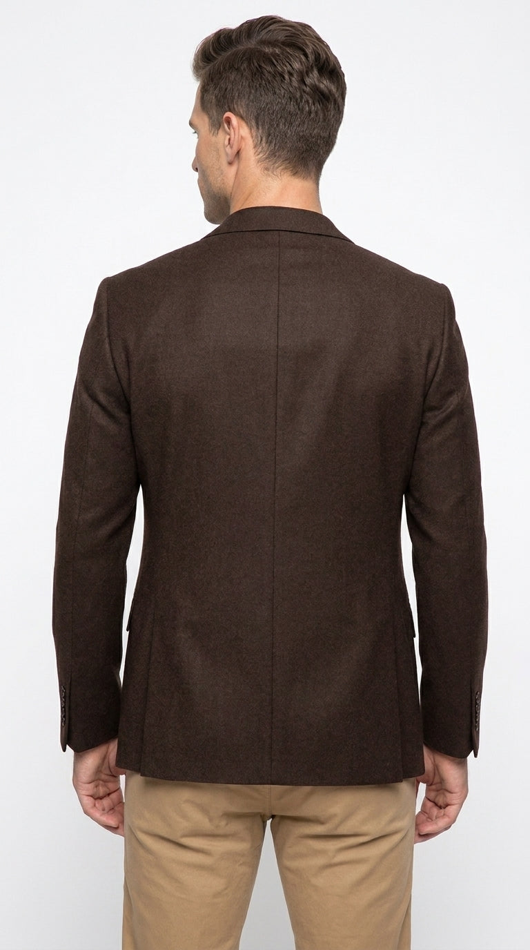 Apollo King Men’s Brown Wool Feel Blazer, Modern Fit Two Button Formal Business Sport Coat