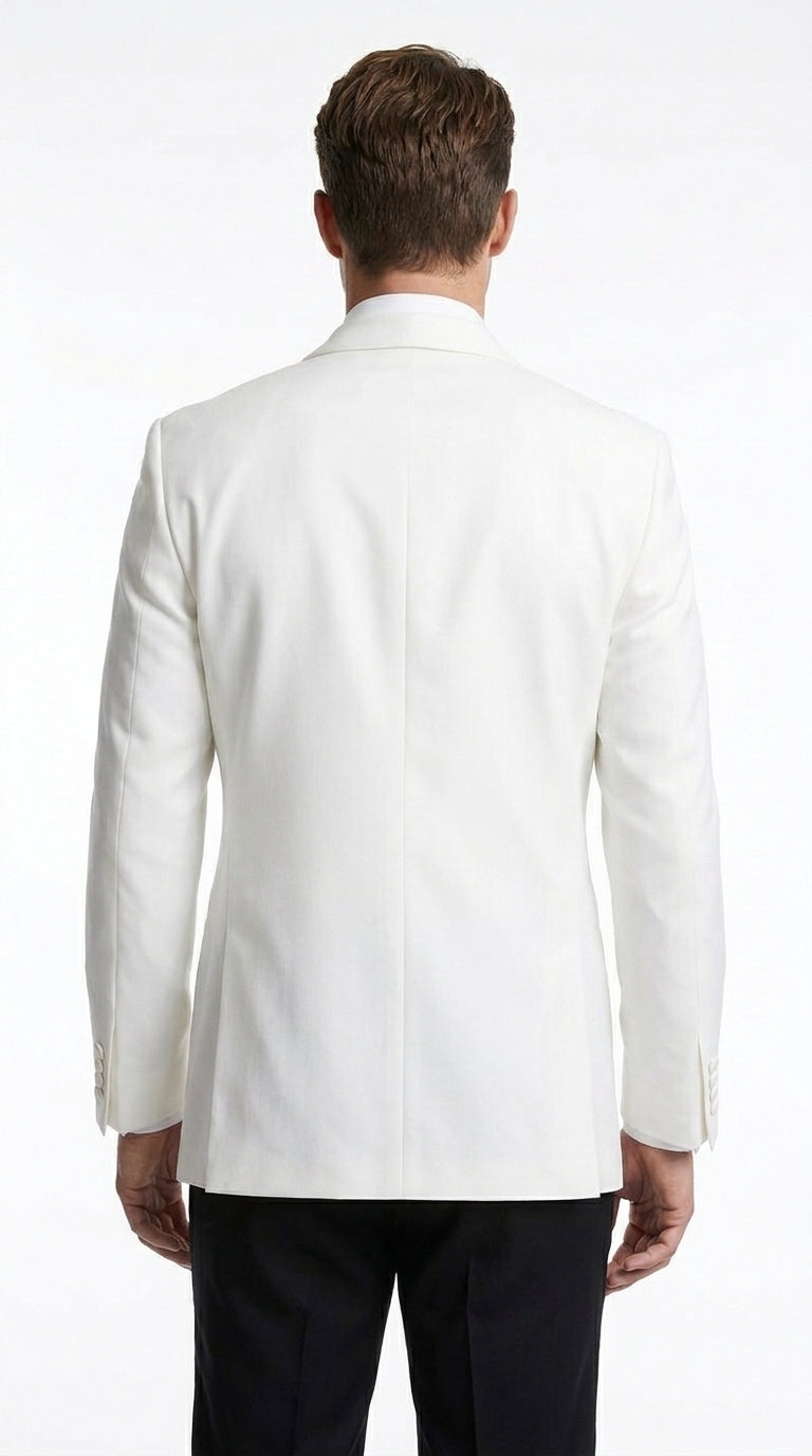Men’s White Dinner Jacket, Snow White Single Button Tuxedo Blazer for Graduation Homecoming and Formal Events