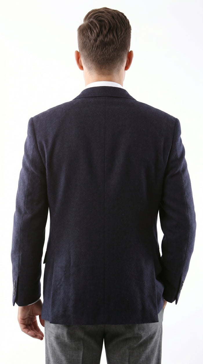 Men’s Navy 2 Button Blazer, Superior 150s Wool Feel Microfiber Formal Business Jacket