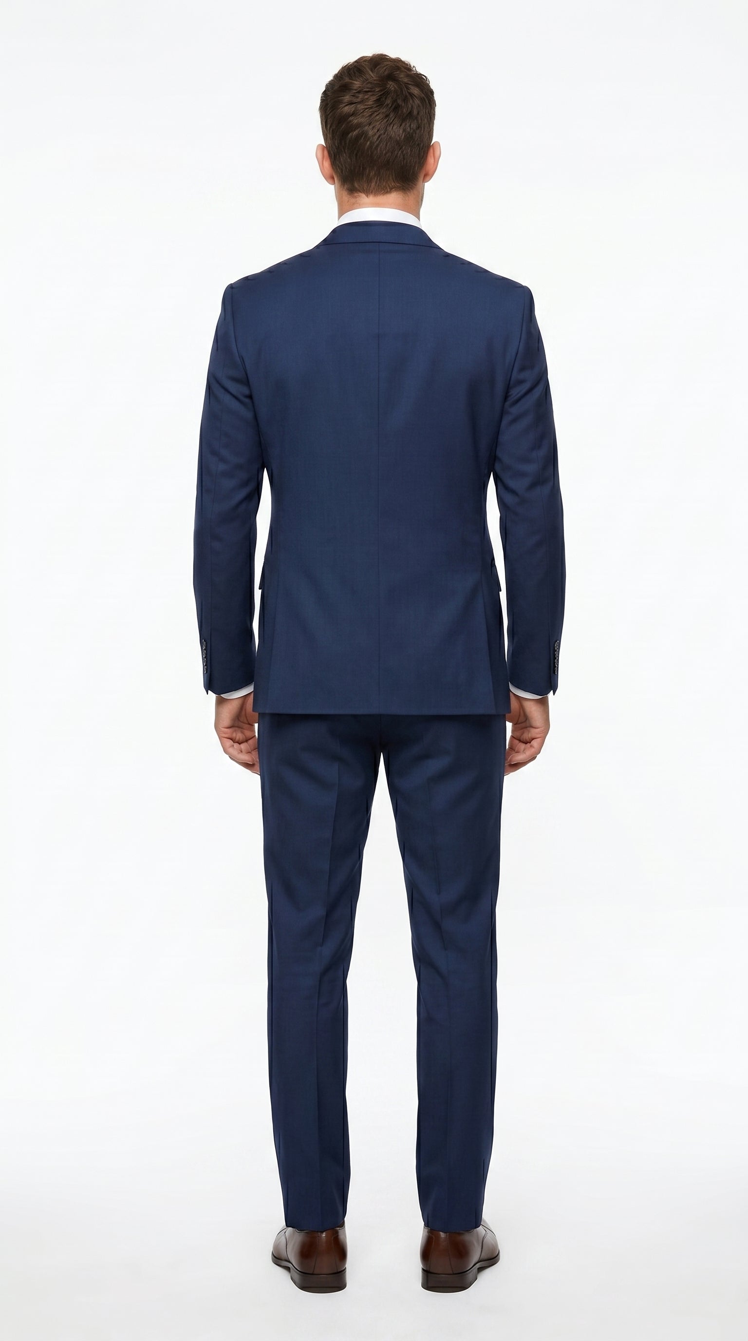 Statement Men’s Solid Sapphire 100% Wool Vested Suit, Formal Wedding Business 3 Piece Suit Set