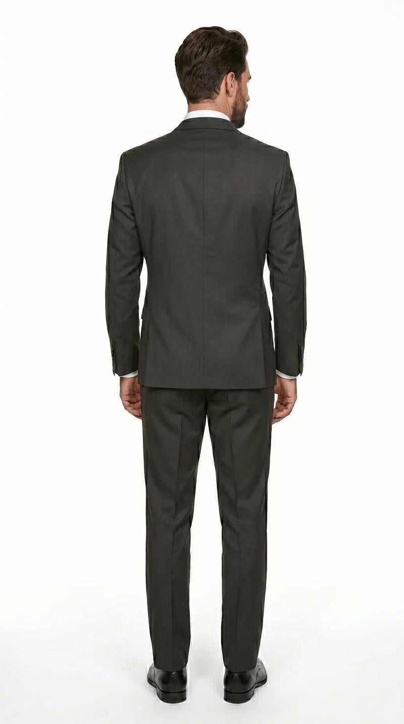 Statement Men’s Solid Olive 100% Wool Vested Suit, Formal Wedding Business 3 Piece Suit Set