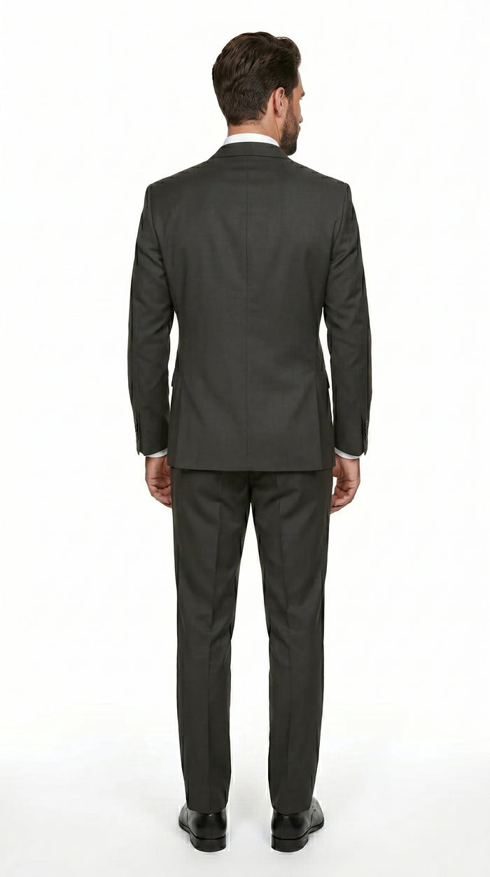 Statement Men’s Solid Olive 100% Wool Vested Suit, Formal Wedding Business 3 Piece Suit Set