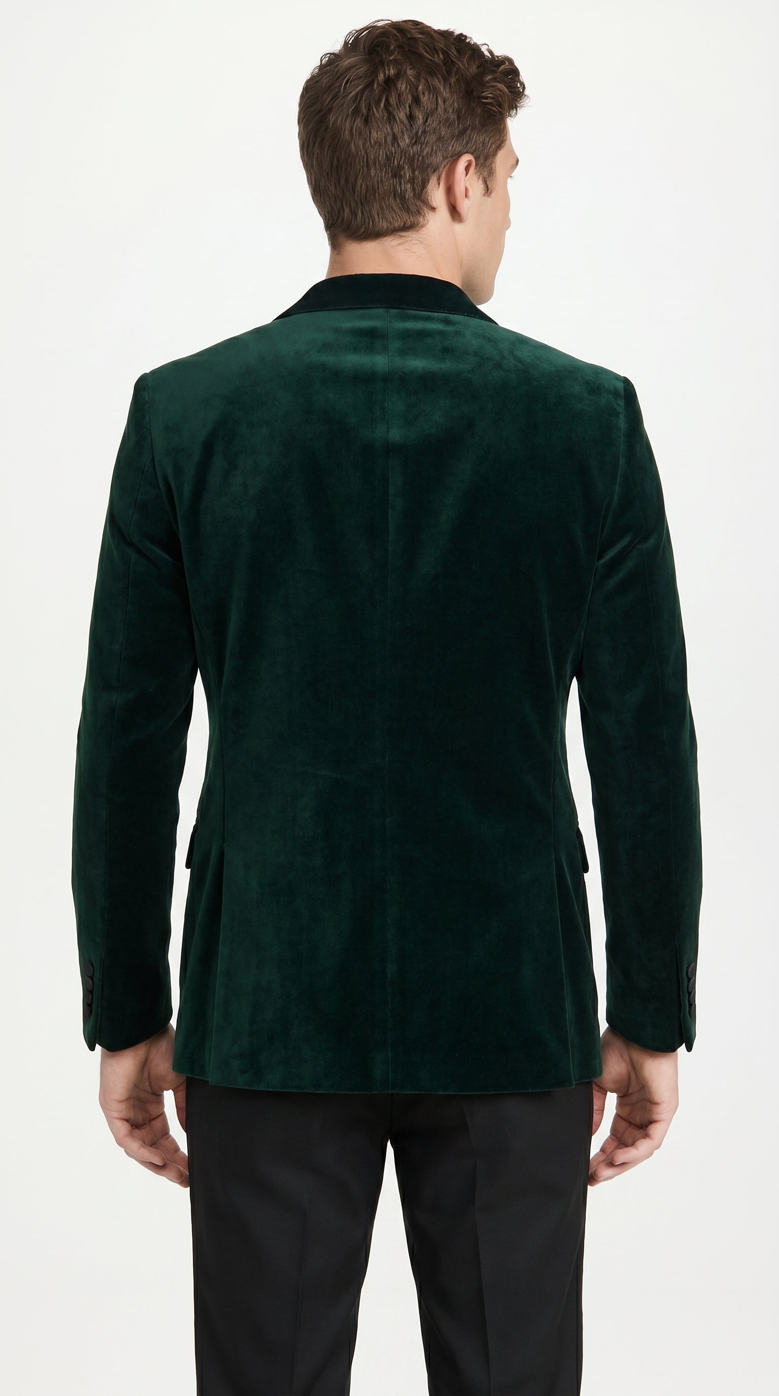 Men’s Olive Hunter Green Velvet Tuxedo Jacket with Black Satin Lapel, Formal Dinner Blazer