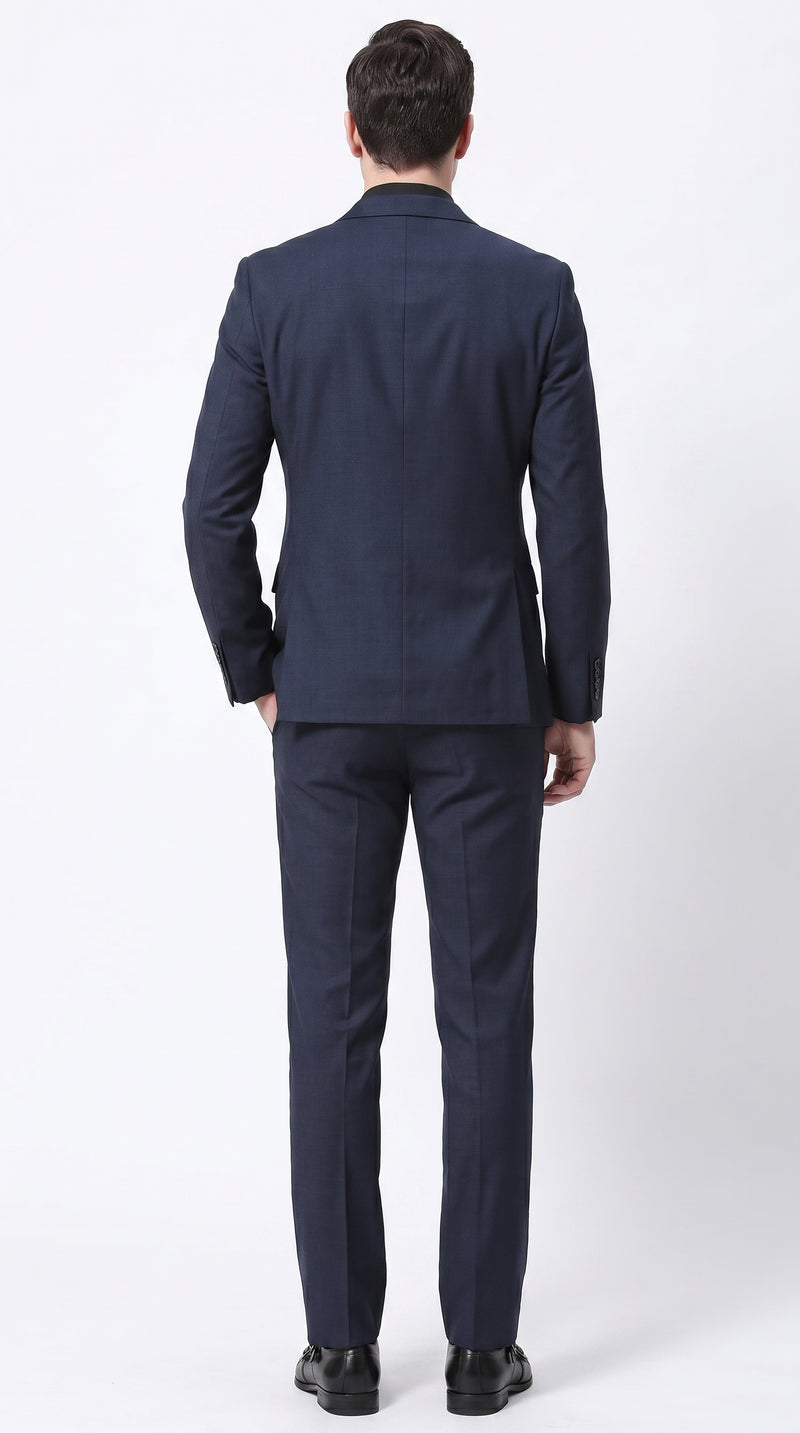 Men’s Navy Ultra Slim Fit Double Breasted Suit with Narrow Leg Pants, Tapered Jacket Formal Suit