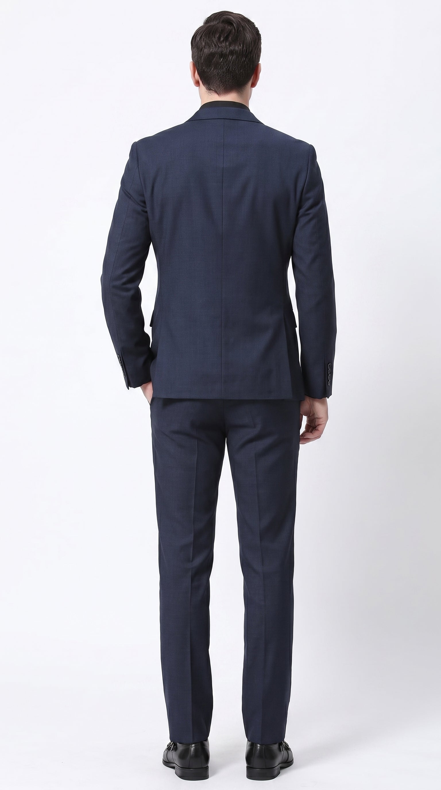 Men’s Navy Ultra Slim Fit Double Breasted Suit with Narrow Leg Pants, Tapered Jacket Formal Suit