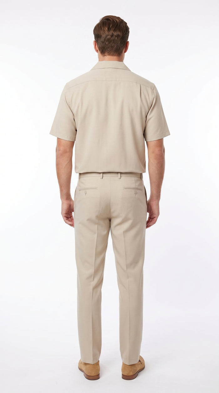 Men’s Big and Tall Cream Walking Suit, Short Sleeve Shirt and Matching Pants 4XL 5XL 6XL 7XL 8XL