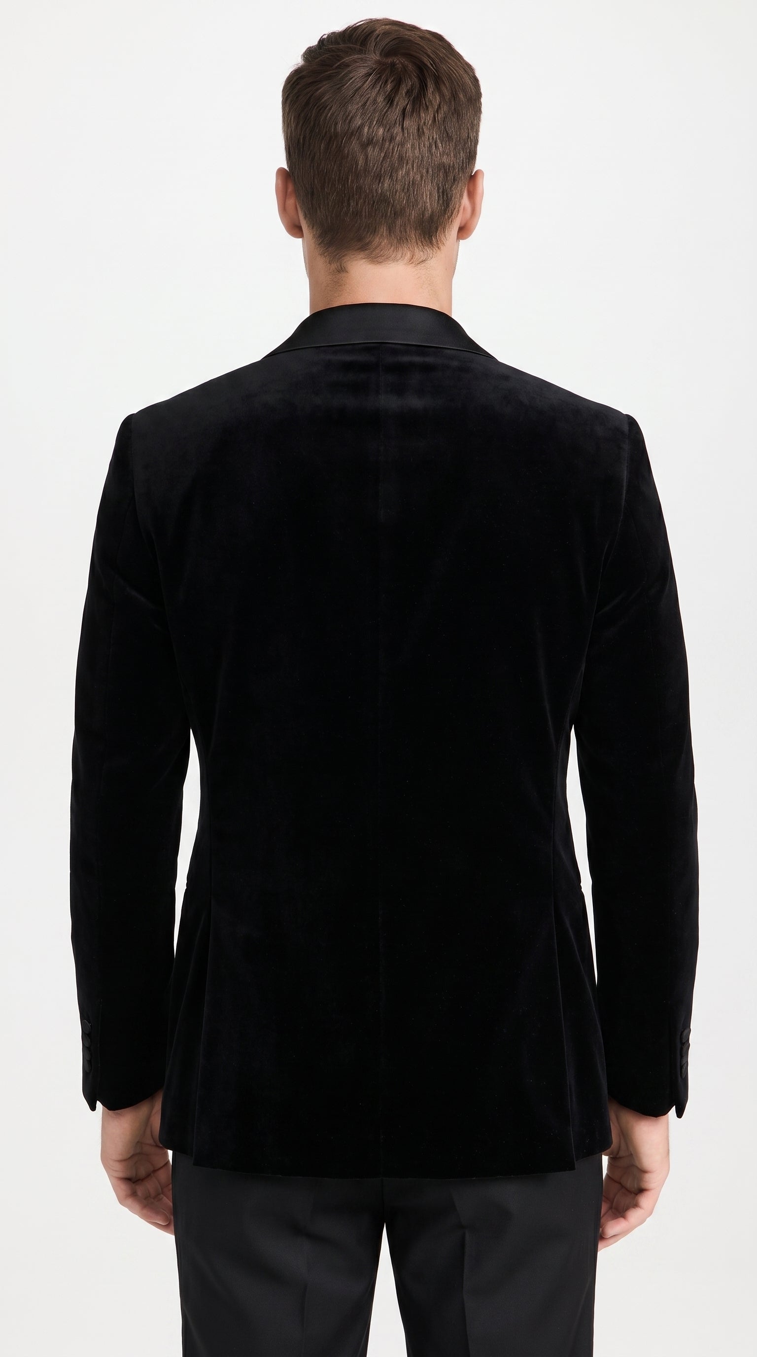 Men’s Black Velvet Double Breasted Blazer with Satin Peak Lapel, Formal Tuxedo Dinner Jacket